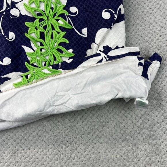 Lilly Pulitzer Blue Johnny B Green Appliqué Front Delia Shift Dress  Sz 0 XS - Picture 10 of 15